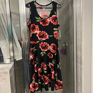 LulaRoe Nicki Large black dress with roses
